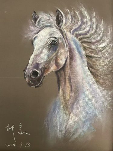 Arriving as Promised，Medium Pastel，Dimensions 37.5 × 55