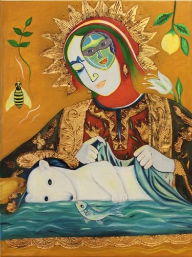 carop ruckhuegsinsel 55cm 75cm oil goldleaf